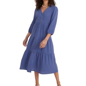 Marine Layer Willow Cotton Button Front Midi Dress